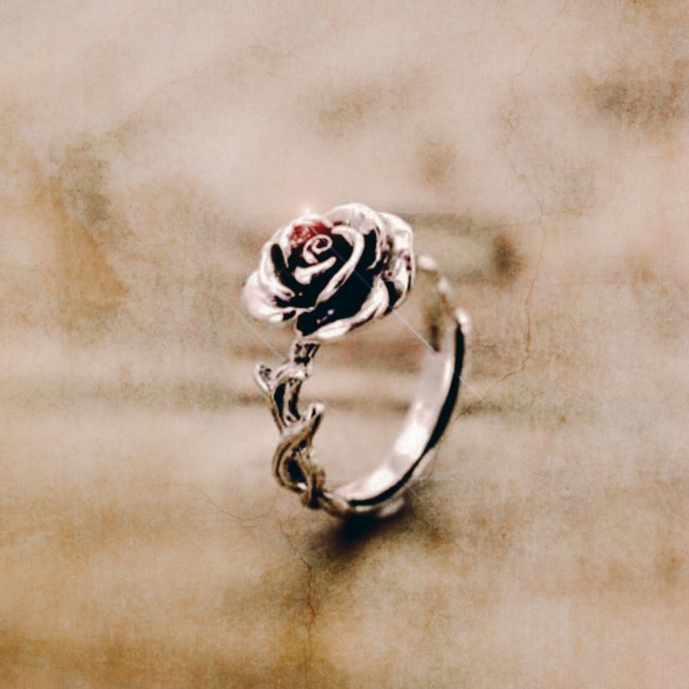 3/$25  🏷️ Vintage Rose Flower Sterling Silver Dainty Ring Elegant Floral Ring